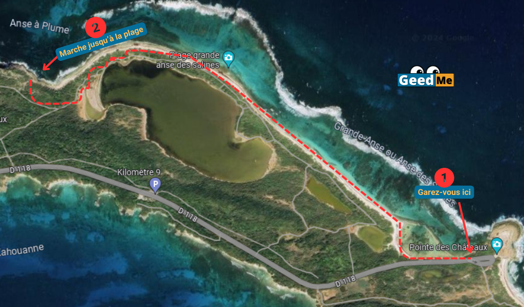 Accès à l'anse à plume, naturiste Guadeloupe
