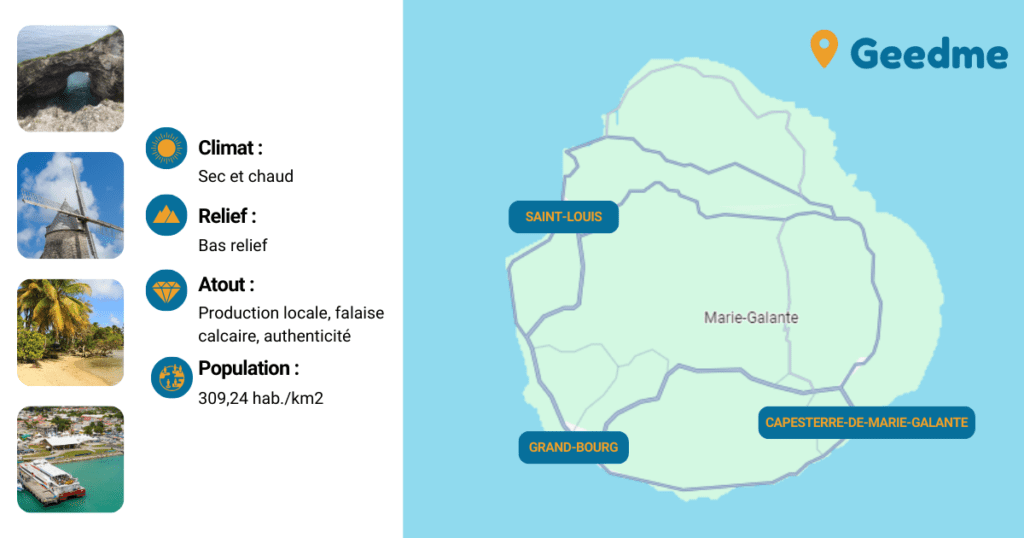 map of marie-galante in Guadeloupe