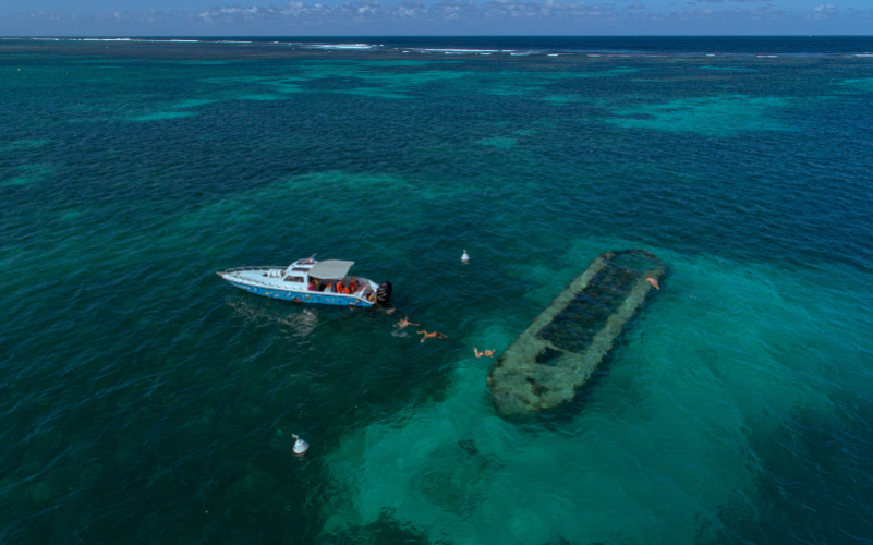 Excursion dans le grand cul de sac marin en bateau en Guadeloupe