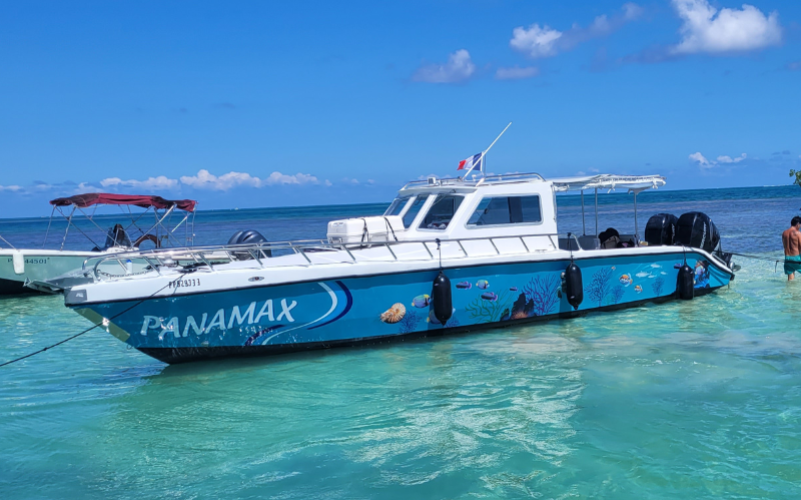 Excursion dans le grand cul de sac marin en bateau en Guadeloupe